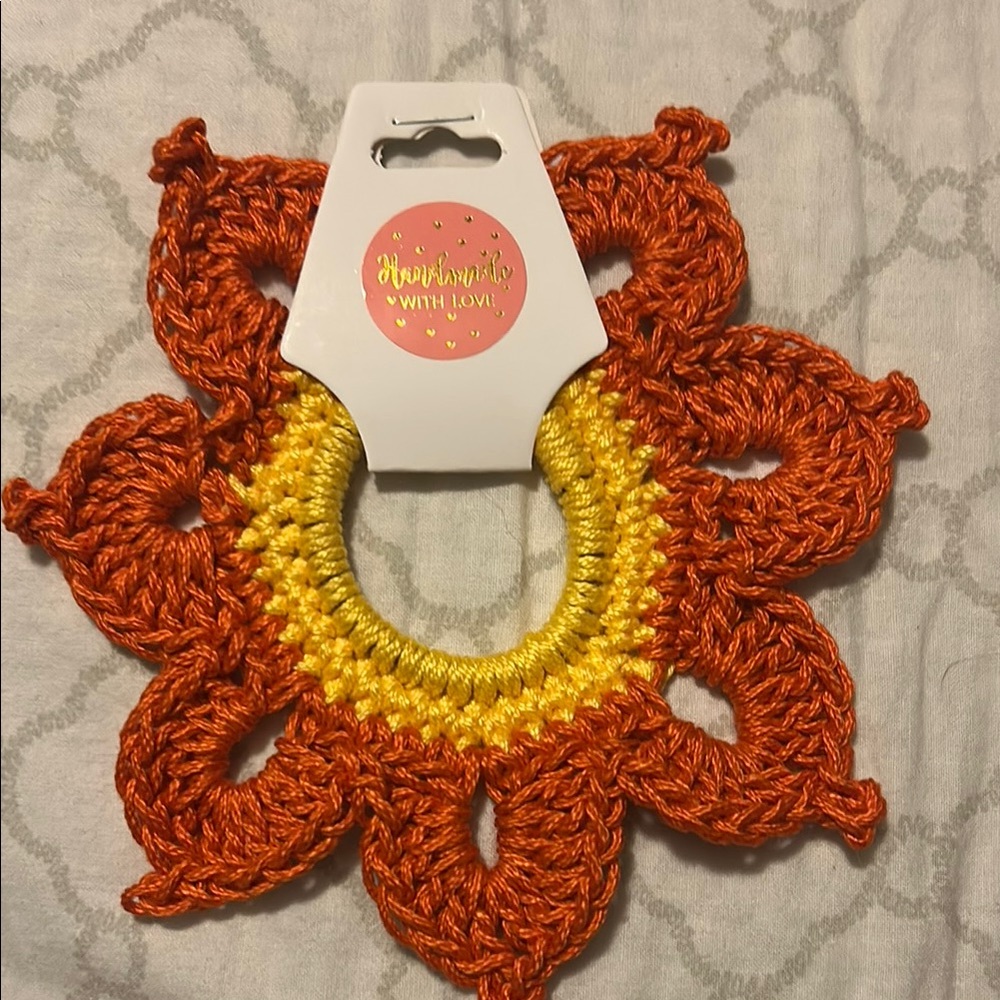 Hand Crafted Orange and Yellow Crochet Hair Accessory
